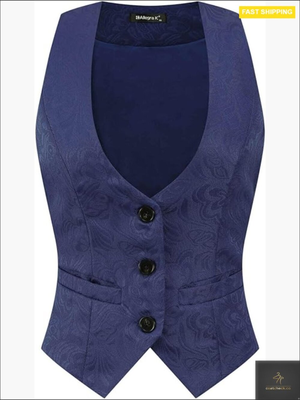 Vintage Jacquard Vest Steampunk Waistcoat Button Up Sleeveless with Pockets